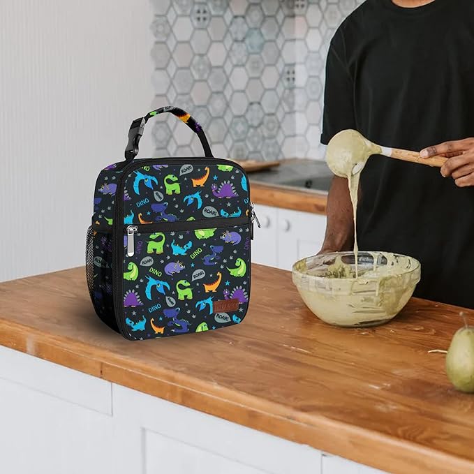 Lunch Box for Men & Women Durable Lunch Bag for Adults Reusable Small Lunchbox Purple Dinosaur