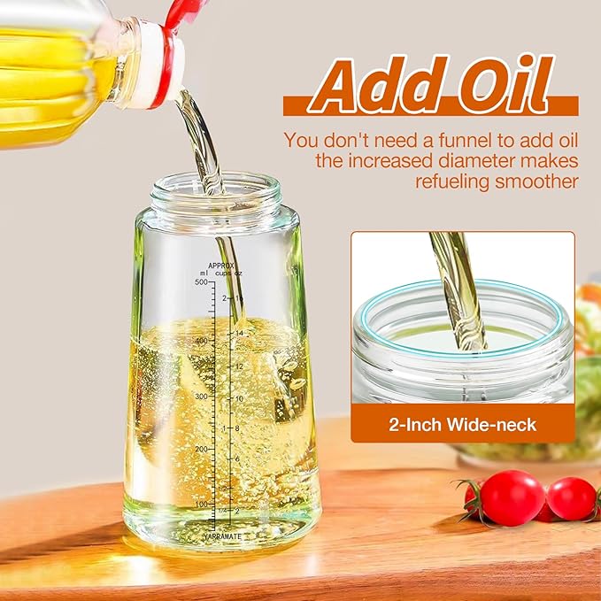YARRAMATE Large Capacity 2 in 1 Oil Sprayer for Cooking with Measuring, 18oz/550ml Olive Oil Dispenser for Kitchen, Food-grade Oil Spritzer Bottle for Air Fryer, Salad BBQ (Green)