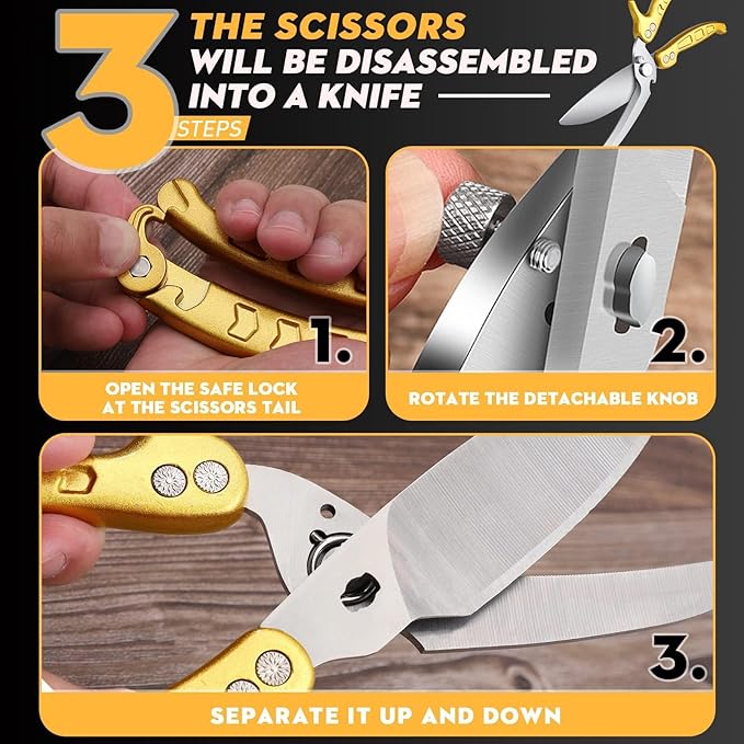 Poultry Shears, Germany Detachable Heavy Duty Kitchen Scissors With Knife Bottle Opener Gift Box, Multipurpose Kitchen Shears For Cooking Chicken Meat Turkey Thanksgiving Christmas Gifts for Men Women