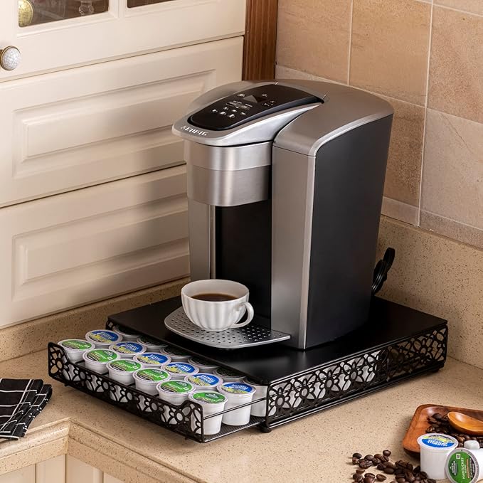 Flagship K Cup Drawer Holder for Keurig Pods K Cup Storage Organizer Drawer Save Space Countertop Kitchen (42 Pods)