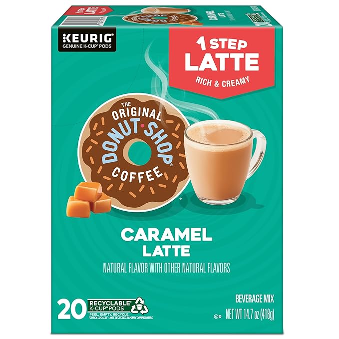 The Original Donut Shop Caramel One-Step Latte, Keurig Single Serve K-Cup Pods, 20 Count