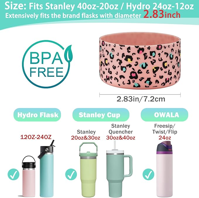 WK IEASON Protective Silicone Base Boot for Hydro Flask Mouth, Anti-Slip Silicone Sleeve Cover Bumper for Hydro Water Bottle Accessories -2.83inch Bottom Diameter