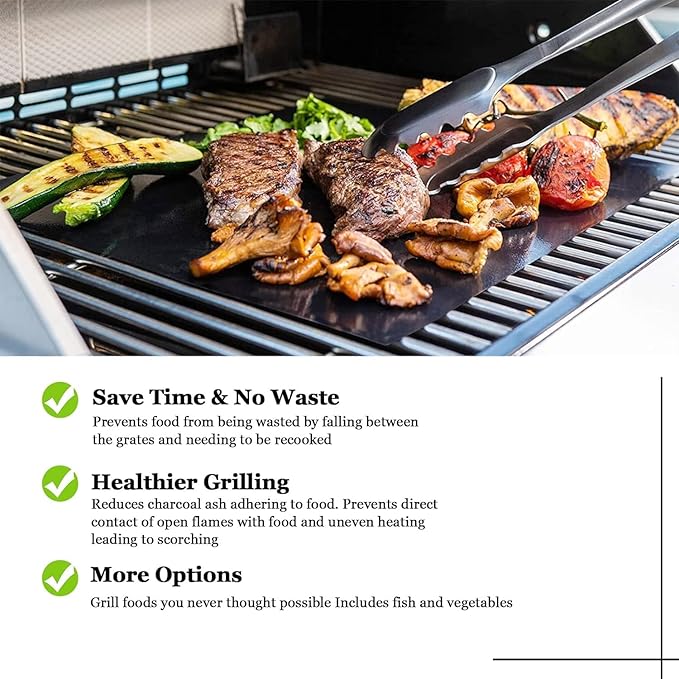 UBeesize 7 Pack Black Grill Mats for Outdoor Grill, Heavy Duty BBQ Grilling Matt & Oven Liners, Resuable, Easy to Clean, Works on Gas Charcoal Electric Grill, Smoker, Oven -15.75 x 13 Inch