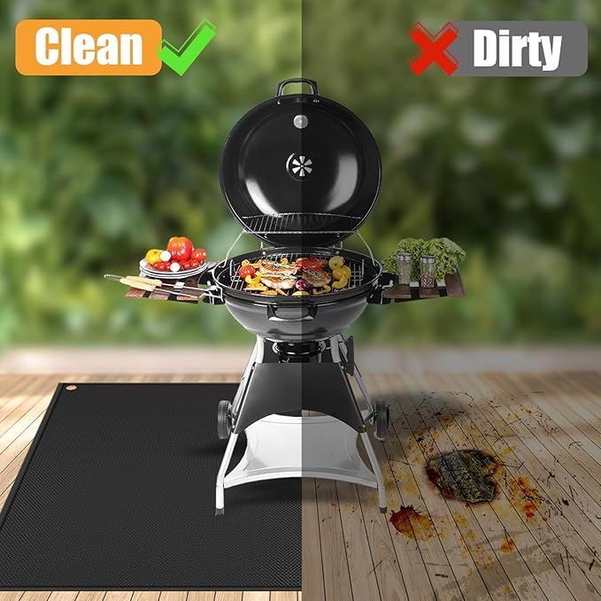 TOHONFOO 70 x 48 in Grill Mats for Outdoor Grill, Fireproof Griddle Mats Compatible with Blackstone to Protect The Deck, Griddle Accessories Compatible with Blackstone - 0.6mm