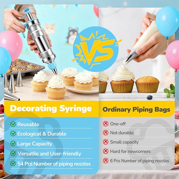 Cake Decorating Tools Supplies Kit: 164pcs Baking Accessories - Piping Bags and Icing Tips Set - Puffs Cupcake Frosting Piping Bakery Set for Adults Beginners or Professional, Blue