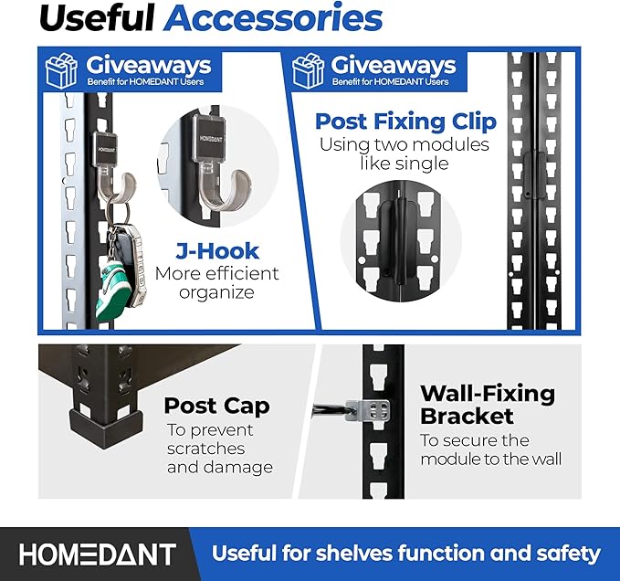 HOMEDANT 5 Tier Laminated Boltless Metal Shelving Unit Adjustable Garage Storage Utility Rack Heavy Duty Shelves Organization Multipurpose Shelf Warehouse Pantry Shed 35.9" W x 18.2" D x 71.3" H 2Pack