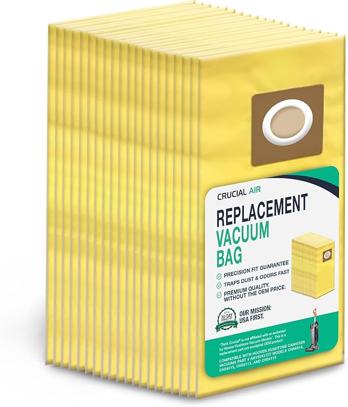 20 Replacements for Hoover HushTone Canister Vacuums Bags Part # AH10243, Fits Models: CH54013, CH54015, CH54113 & CH54115 (20 PACK) - by Think Crucial