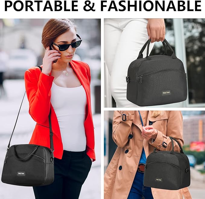 Lunch Bag Women Insulated Lunch Bag For Men Waterproof Lunch Cooler Bag Insulated Lunch Box For Women Portable Reusable Lunch Bag,With Adjustable Straps Can Be Used For Work,Picnic (Black)