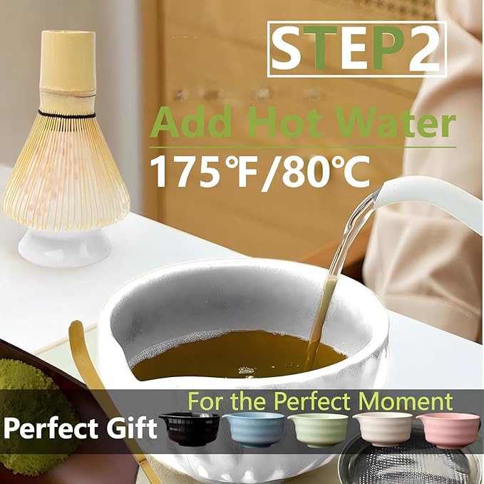 Matcha Whisk Holder Matcha Chasen Whisk Stand Ceramic Holder fit for Traditional Japanese Tea Ceremony Starter Matcha Tools Matcha Bowl (Black Matcha Bowl)