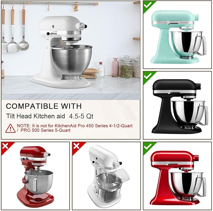 Compatible with Kitchen aid 4.5-5 Qt Bamboo Mixer Slider - Appliance Slider for Tilt Head Kitchen aid Stand Mixer, Kitchen Countertop Storage Mover Sliding Tray for Kitchen aid 4.5-5 Qt White