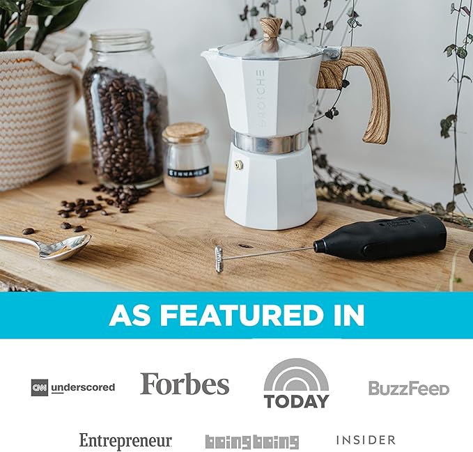 GROSCHE White Milano Stovetop Espresso Maker, 6 Cup – Premium Italian Coffee Maker, Classic Design, Durable Aluminum, Ideal for Coffee Lovers, Holiday Coffee Gift, Espresso Maker for Home Baristas