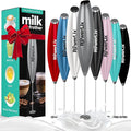 PowerLix Powerful Handheld Milk Frother With Stand Battery Operated Foam Maker Frother Wand For Coffee (A Black) (No Stand Silver)