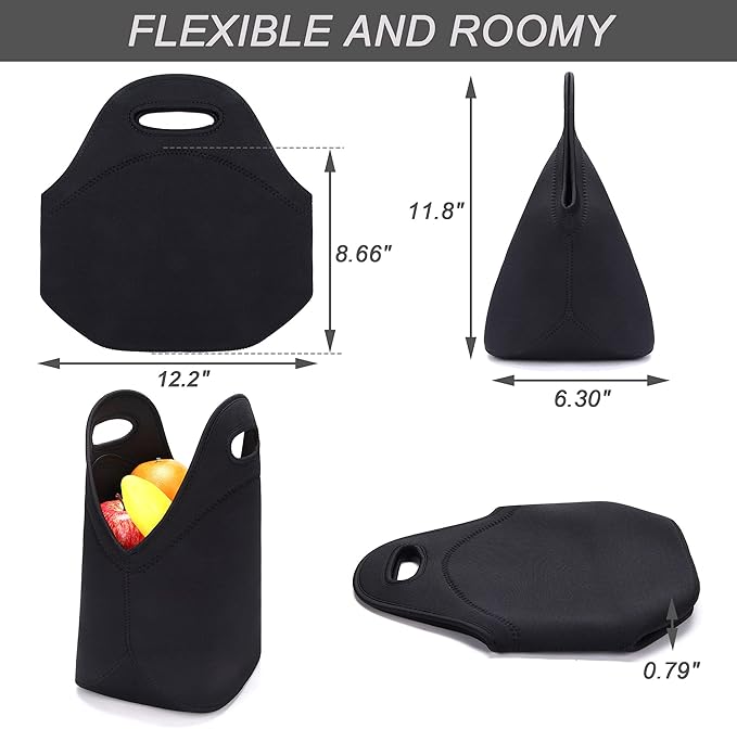 Neoprene Lunch Bag for Women Insulated Lunch Tote Bags Washable Lunch Container Box for Work Picnic Lightweight Meal Prep Bags for Men
