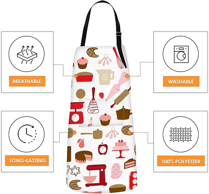 Britimes Apron Home Kitchen Cooking Baking Gardening for Women Men With Pockets Cake Cooking Cookie Pastry Chef 32x28 inch