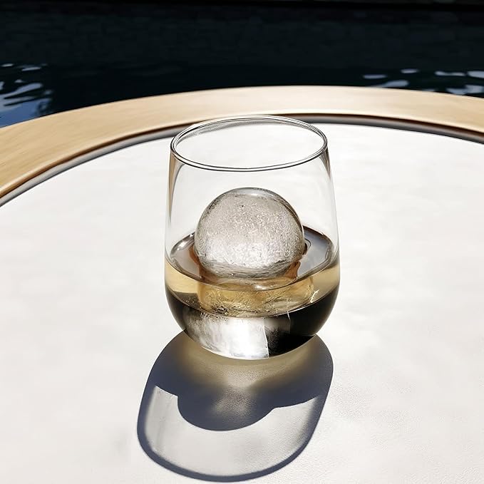 glacio Ball Ice Cube Tray and Big Ice Cube Molds for Whiskey, Slow-Melting, 100% Silicone, No-Plastic, Easy Release, Ideal for Gifting and Elevating Cocktails