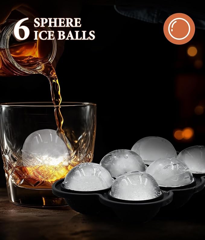 Dclobtop Ice Cube Trays, Silicone Ice Cube Molds for Freezer with Lid (Set of 3), 6 Ball Ice Cube Tray, 4 Diamond & 21-Ice Trays, Reusable Whiskey Ice Mold, DIY, BPA Free, Freezer