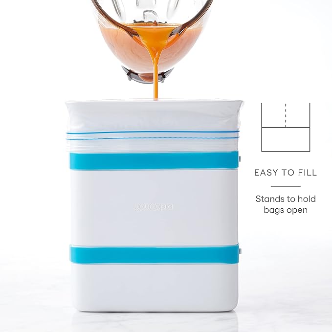 YouCopia FreezeUp Freezer Food Block Maker, 6 Cup, Meal Prep Bag Container to Freeze Soup and Leftovers