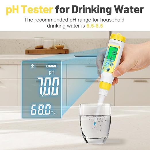 Digital pH Meter for Food Fermentation and Canning, Smart Food pH Tester with High Accuracy Spear Probe for Sourdough, Salsa and Hot Sauces, pH Test Pen with ATC for Solid and Liquid