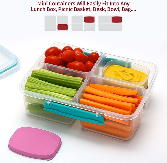 Reusable Airtight Food Containers 3 oz 8 pack. for Snacks, Baby/Toddler Food/Puree, Condiments, Picnics Food Prep, Lunch, Plastic Food Storage Containers–Dishwasher, Microwave, Freezer Safe BPA free