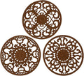 Extra Thick Silicone Trivet Mat for Hot Dishes, Hot Pots and Pans, Pot Holder, Hot Pad to Portect Your Table and Countertop, Kitchen Decor and Accessories,Chocolate Brown,Set of 3