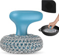 Cast Iron Scrubber | Dish Scrub Brush | 316 Cast Iron Cleaner Chainmail Scrubber for Pan Skillet Cleaner - Blue