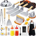 33PCS Griddle Accessories Kit, Flat Top Grill Accessories Set for Blackstone and Camp Chef, Stainless Steel Grill Spatula Set with Enlarged Spatulas, Basting Cover, Burger Press for Outdoor Barbecue