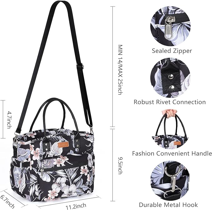 Insulated Lunch Bag for Women/Men,LeakProof Adult Lunch Box,Large Lunch Tote Bag with Removable Shoulder Strap,Portable Reusable Lunch Cooler Bag for Office Work Picnic Beach