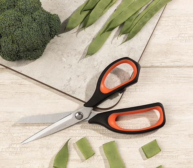 Arcos Kitchen Scissors 8 Inch Stainless Steel. Scissors for Meat Use. Polypropylene Handle and 215 mm Blade. Series Prochef. Black and Red Color