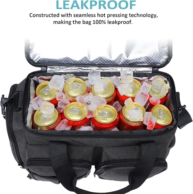 MIER Lunch Box for Men Heavy Duty Insulated Lunch Bag 20 Cans Large Leakproof Soft Cooler Bags with Multiple Pockets for Picnic Work Travel (Dark Gray)