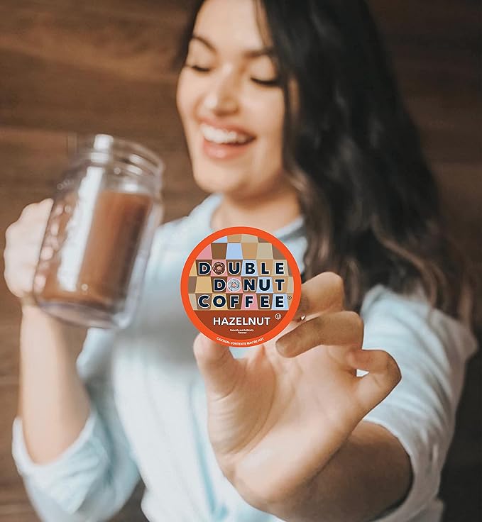 Double Donut Coffee Hazelnut Medium Roast, 48 Count Keurig K-Cup Pods, Compatible with Keurig 1.0 and 2.0 Brewers
