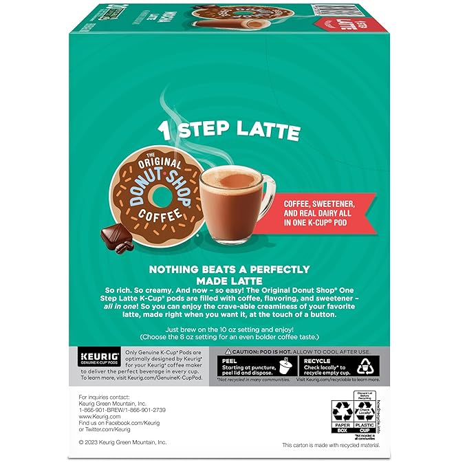 The Original Donut Shop Mocha One-Step Latte, Single Serve Coffee K-Cup Pod, Flavored Coffee, 20 Count