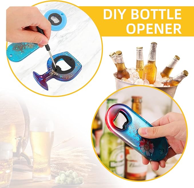 100 Set DIY Bottle Opener Kit - Stainless Steel Metal Opener Inserts for Wood (Black)