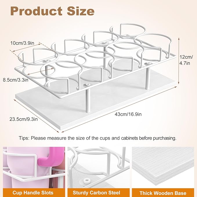 Housolution Pull Out Water Bottle Organizer for Cabinet, Slide Out Tumbler Storage Organizer for 10 to 40 oz Cups, Sliding Cup Holder Rack Compatible with Stanley, Owala and Other Brands, White
