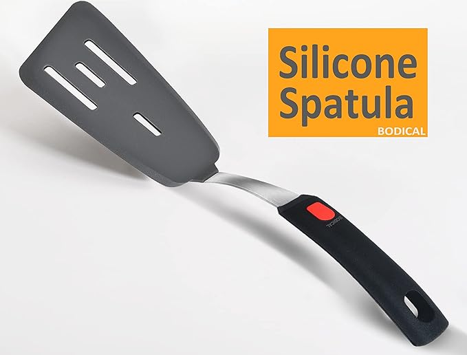 Set of 3, Silicone Spatula Turner,600°F Heat Resistant Cooking Spatulas for Nonstick Cookware, Large Kitchen Utensils BPA Free Rubber Spatula Set for Egg, Pancake, Fish, Burger