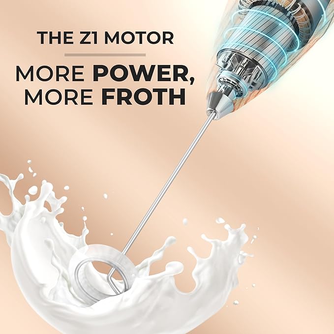 Zulay Kitchen Powerful Milk Frother Wand - Ultra Fast Handheld Drink Mixer - Electric Whisk Foam Maker for Coffee, Lattes, Cappuccino, Frappe, Matcha & Coffee Creamer - Milk Boss Cardinal Red