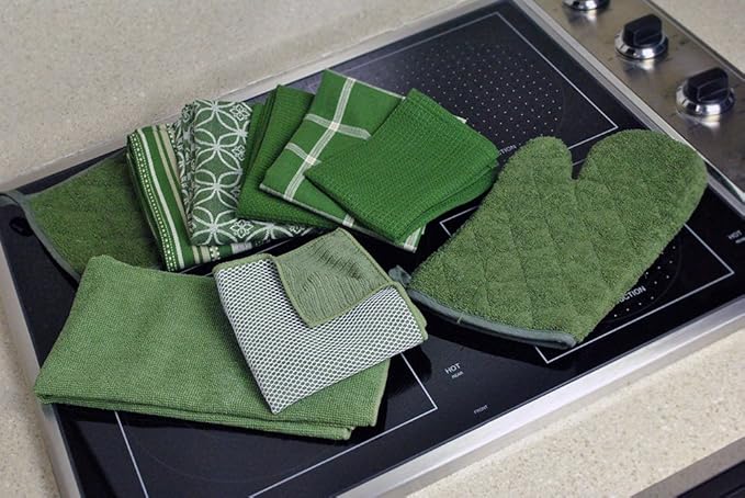 DII Basic Terry Collection 100% Cotton Quilted, Oven Mitt, Sage, 2 Piece