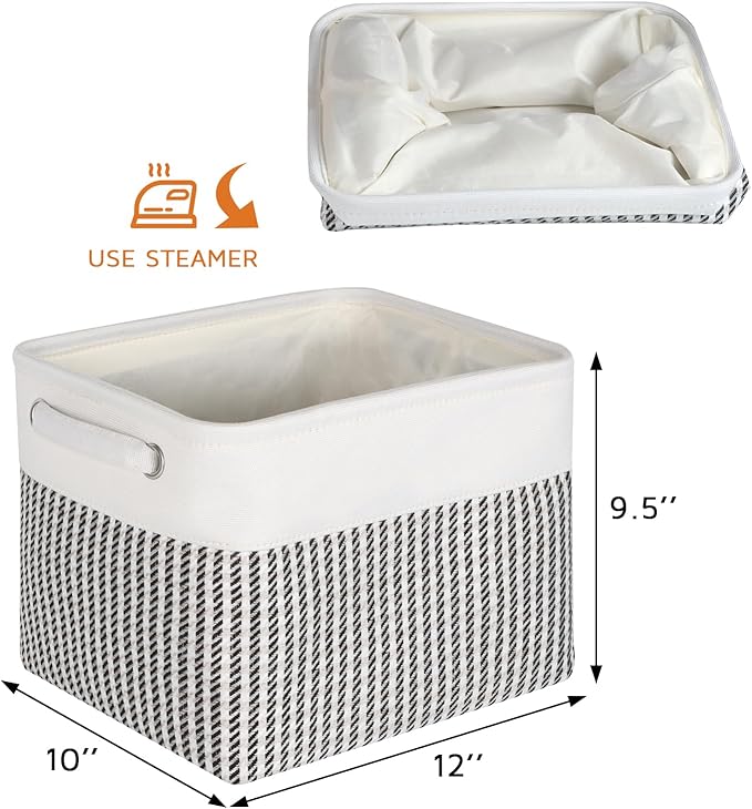 Kntiwiwo Foldable Storage Bin Collapsible Fabric Storage Basket Cube with Durable Handles Closet Organizer Bins for Organizing Shelves Drawers, Set of 3, 12" x 10" x 9.5", Houndstooth