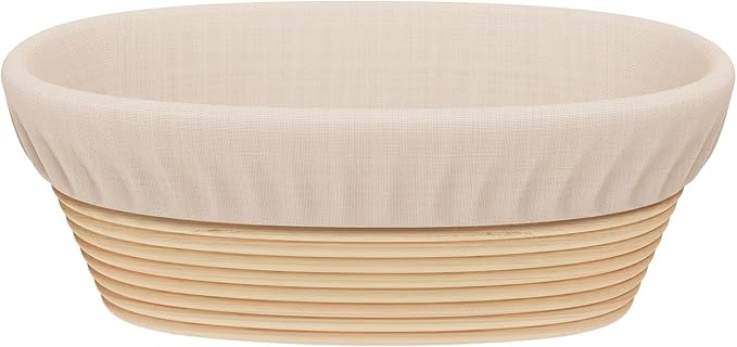 Sondiko Oval Bread Proofing Basket, Handmade Sourdough Bread Baking Supplies, Banneton Bread Proofing Basket Brotform with Proofing Cloth Liner for Sourdough Bread, Baking
