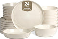 Stone Lain Claire 24-Piece Dinnerware Set Stoneware, Plates and Bowls Set, Dishwasher and Microwave Safe, Dish Set for 8, White