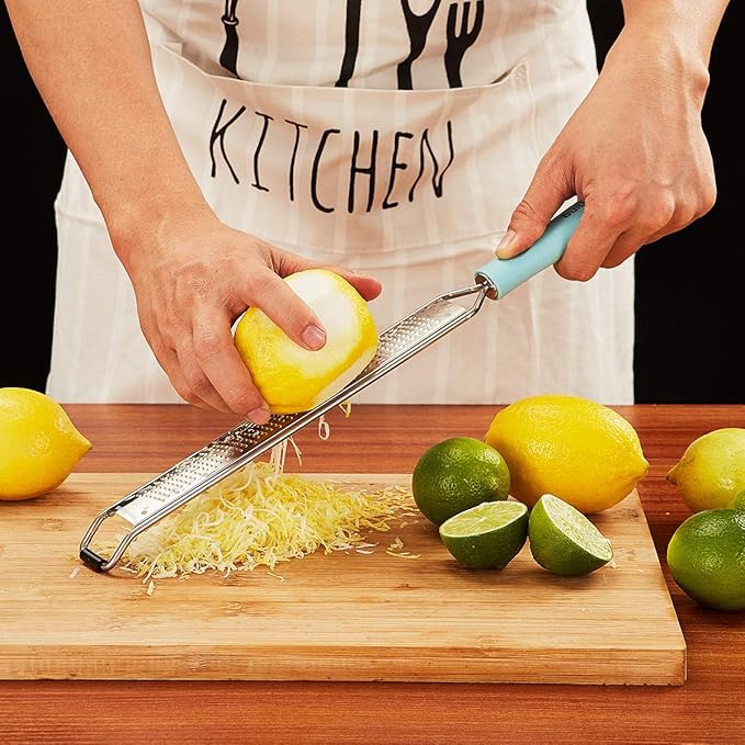Zester Grater- Parmesan Cheese, Lemon, Citrus, Chocolate, Ginger, Garlic, Nutmeg, Hand Held Grater, Stainless Steel Cheese Grater, Multi-purpose Kitchen Food Grater, Dishwasher Safe