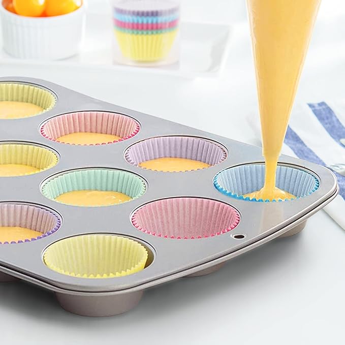 Baking Cups, 100 pieces Paper Baking Cups Wrappers Nonstick Muffin Molds Baking Cup Holders for Wedding, Birthday, Baby Shower or Holiday Party