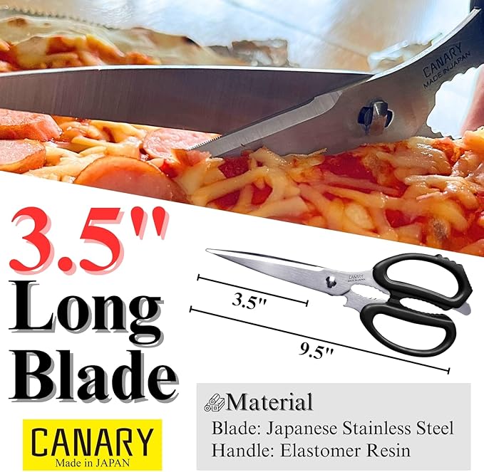 CANARY Japanese Kitchen Scissors for Food 9.5" [Long Blade] Heavy Duty Kitchen Shears, Dishwasher Safe Come Apart Blade, Japanese Stainless Steel Blade, Made in JAPAN