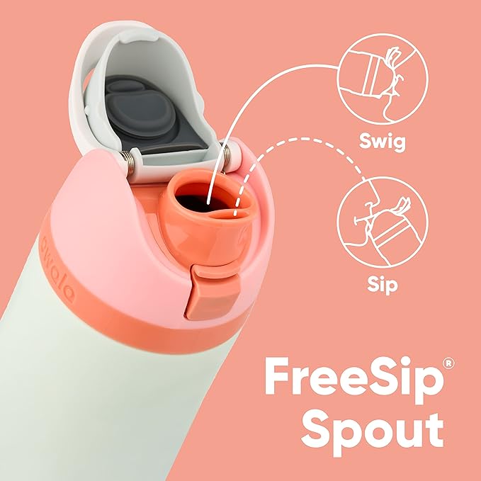 Owala FreeSip Insulated Stainless Steel Water Bottle with Straw, BPA-Free Sports Water Bottle, Great for Travel, 24 Oz, Shy Marshmallow
