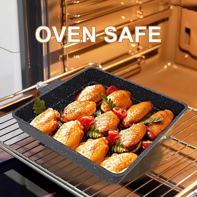 Nonstick Tamagoyaki Pan Large, Japanese Omelette Pan Nonstick, Japanese Square Egg Pan with Detachable Handle, PFAS & PFOA-Free, Oven Safe