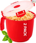 Tafura Microwave Bowl with Lid – 34oz Microwave Safe Soup Bowls with Lids, Ramen Noodle Bowl with Handle, Leakproof Plastic Bowls Microwave Safe, BPA-Free Soup Mugs for Travel – 2 Count