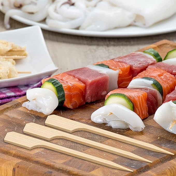 3.5 Inch Bamboo Skewers, 300 PCS Bamboo Paddle Wood Picks, Toothpicks for Appetizers, Cocktail Picks for Drinks, Food Picks, BBQ, Sandwich, Barbecue Snacks.