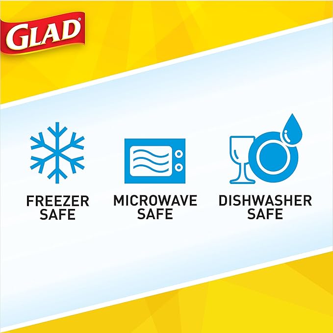 Glad GladWare Design Series Food Storage Containers - Medium Rectangle - Meal Container Holds up to 24 Ounces of Food - Lock Tight Seal, 4 Count