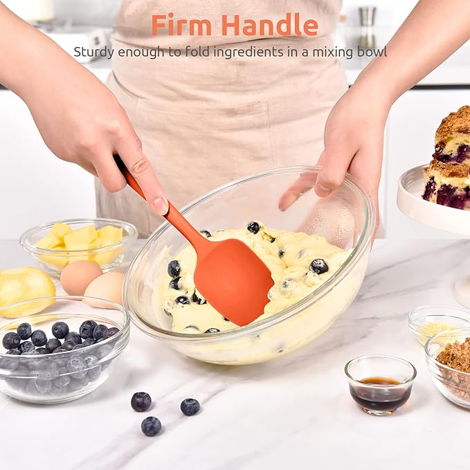 U-Taste Silicone Cooking Spoon Spatula: 480ºF Heat Resistant Food Grade 11.38" Flexible Rubber Kitchen Spoonula, Seamless Pastry Bowl Scraper for Mixing Stirring Scraping in Nonstick Cookware (Orange)