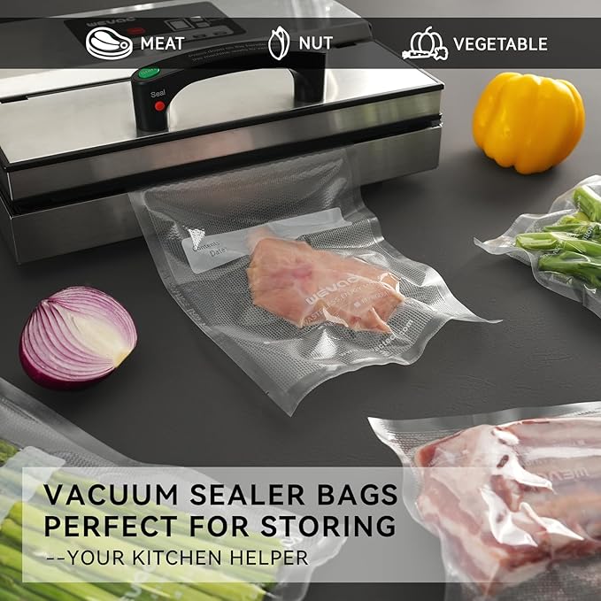 Wevac 6" x 10" Precut Vacuum Sealer Bags, 200 Count, Includes 5 Liquid Block Bags & 5 Bone Guard Pieces, Heavy Duty for Food Storage, Sous Vide & Meal Prep