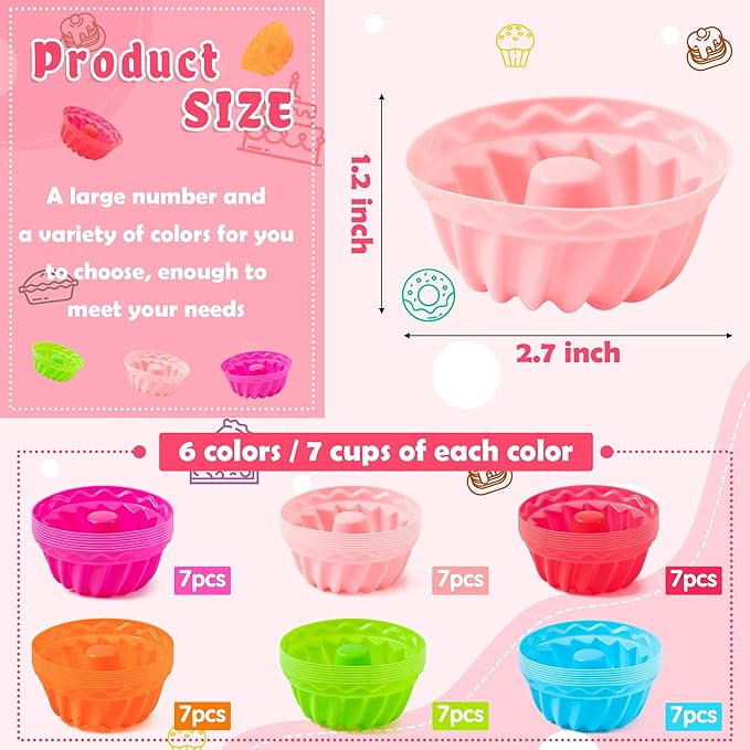 R HORSE 42Pcs Silicone Baking Molds Pumpkin Shapes Baking Cups Non-Stick Donut Wrapper Mold Muffin Liners Washable Reusable Wrappers Holders for Pan Oven Microwave Dishwasher